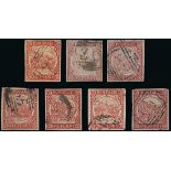 New South Wales 1850-51 Sydney Views One Penny Plate II Vermilion [8] and dull carmine on soft...