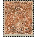 Australian Commonwealth King George V Heads Issued Stamps 1914-20 single watermark, 5d. yellow-...