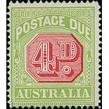 Australian Commonwealth Postage Due Stamps 1913-23 thin paper, perf 14 4d. carmine and pale yel...