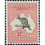 Australian Commonwealth The Kangaroo Issues C of A Watermark Two Pounds £2 black and rose, fair...