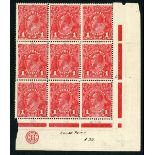 Australian Commonwealth King George V Heads Issued Stamps 1916-18 single watermark, rough unsur...