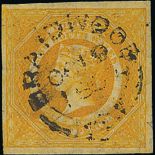 New South Wales Later Issues 1854-59 Diadem imperf 8d. golden yellow, good margins, centrally c...