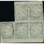 New South Wales 1850-51 Sydney Views Two Pence Plate I Very worn impression, dull blue block of...