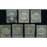 New South Wales 1850-51 Sydney Views Two Pence Plate II Early impressions, a used selection (7)...