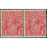 Australian Commonwealth King George V Heads Issued Stamps 1914-20 single watermark, 1d. carmine...