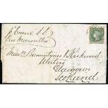 Victoria The "Woodblocks" Covers 1860 (24 Apr.) entire letter from Melbourne "p Emue S.S. Via M...