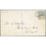 Tasmania Postal Fiscal Stamps Covers 1900 (30 Nov.) registered local Hobart envelope bearing £1...