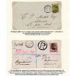 Tasmania Postal Fiscal Stamps Covers 1887 Launceston local envelope bearing perf. 12 3d. green...