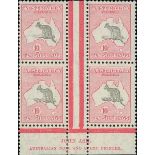 Australian Commonwealth The Kangaroo Issues C of A Watermark Ten Shillings 10/- grey and pink b...