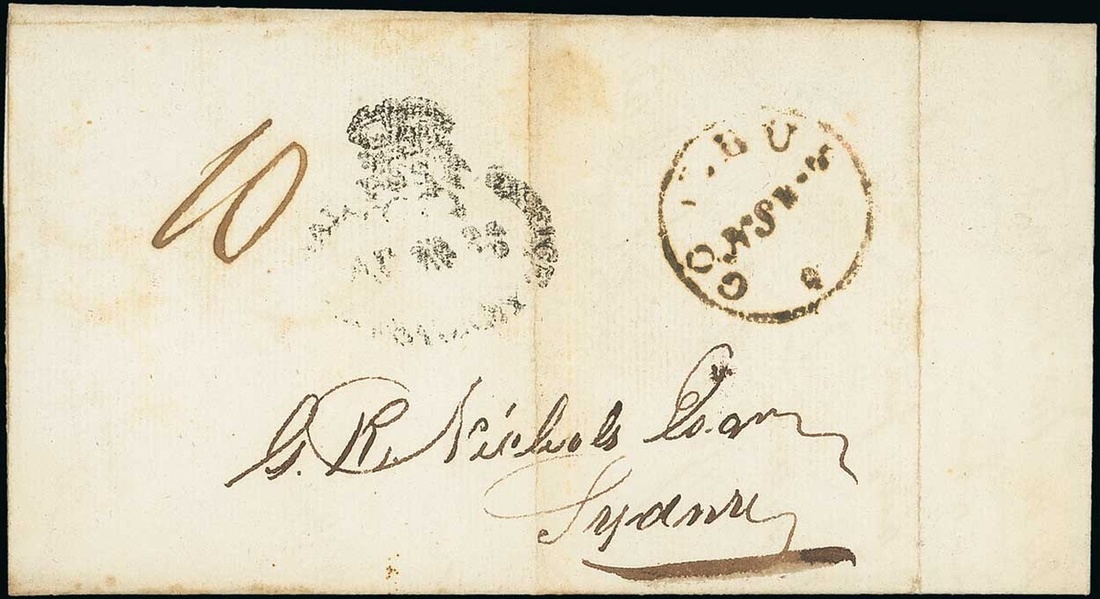 New South Wales Early Letters and Handstamps 1837 (Apr.) entire to Sydney, rated "10", showing...