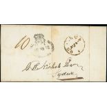 New South Wales Early Letters and Handstamps 1837 (Apr.) entire to Sydney, rated "10", showing...