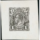 Australian Commonwealth King George V Heads Perkins Bacon 1d. Die Proofs State 2 die proof with...