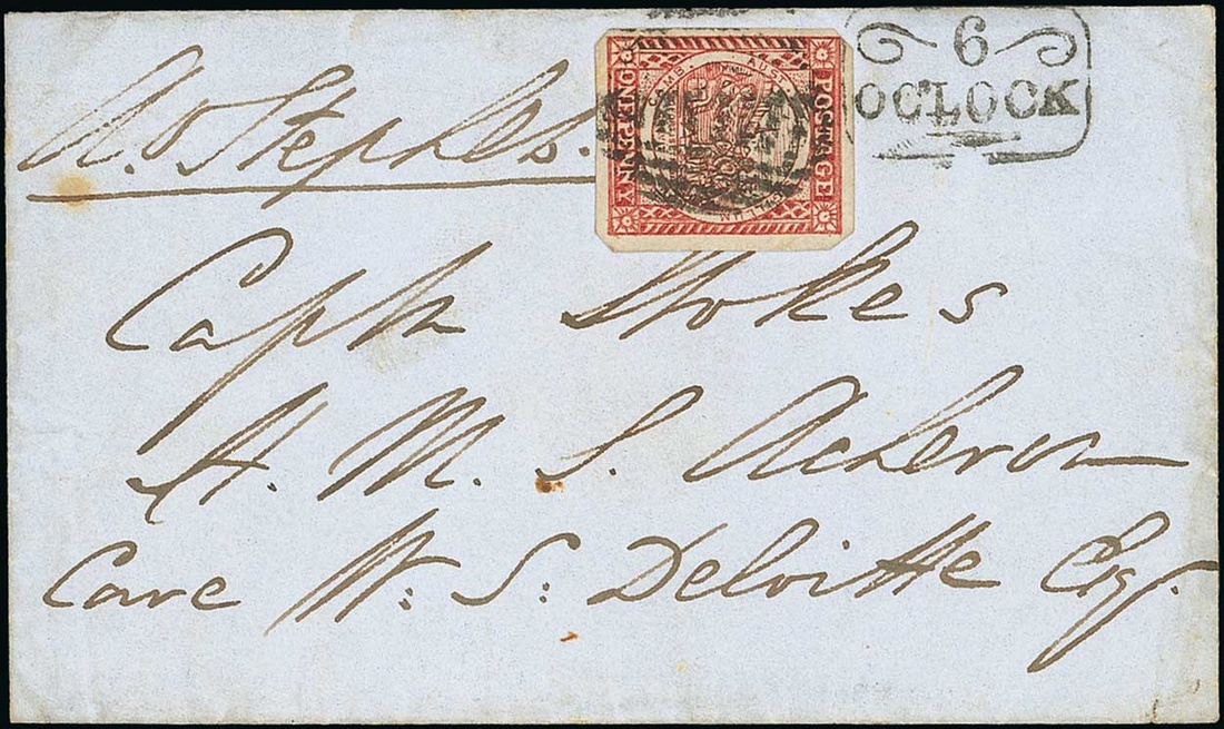 New South Wales 1850-51 Sydney Views Covers 1851 (23 Mar.) local envelope addressed to the Capt...