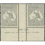 Australian Commonwealth The Kangaroo Issues C of A Watermark One Pound £1 grey pair with Ash im...