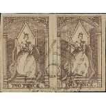 Victoria Queen on Throne Two Pence Campbell & Fergusson Printings Stone A horizontal pair, [47-...
