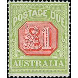 Australian Commonwealth Postage Due Stamps 1913-23 thin paper, perf 14 £1 scarlet and pale yell...