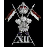 THE BRITISH ARMY 12th Royal Lancers (Prince of Wales’s) In platinum, gold, diamonds and ename...