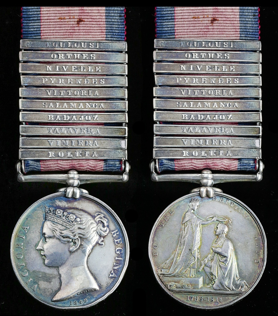 Military General Service 1793-1814, 10 clasps, Roleia, Vimiera, Talavera, Badajoz, Salamanca, V...