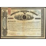 USA: American Express Company, $500 shares, 186[5], #1596, capital 6,000 shares, overprinted 10...