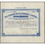 USA: Denver Hotel Co. Ltd., pair of certificates for ordinary shares, #221 and preference share...