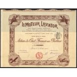 France & Spain: A collection of aviation certificates comprising Le Moteur Laviator, 100 francs...