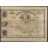 USA: Bank of Charleston, South Carolina, a group of certificates for $100 shares, 18[46], print...