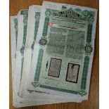 China: 1910, 5% Tientsin Pukow Railway Supplementary Loan, a group of 22 bonds for £100, issue...