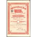 Portugal: Companhia de Corticas de Portugal, certificate for 10 shares of 90 reis, Lisbon 1891,...