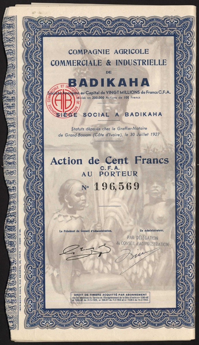 Ivory Coast: Compagnie Agricole Commerciale & Industrielle de Badikaha, a group of 15 certific...