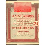 France/Belgium: S. A. du Vesuve a Paris, 25 shares of 25 francs, Brussels 1900, #27951-27975, p...