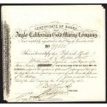 USA: Anglo Californian Gold Mining Company, a group of 5 certificates for 10 shilling shares, 1...