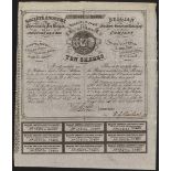 Belgium: Belgian Eastern Junction Railway Co., certificate for 10 shares of 125 francs or £5, 1...