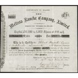 USA: Melissa Ranche Company Ltd., £10 shares, 188[4], #145, scrollwork at left, black. A britis...