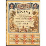 French India - Pondicherry: SAVANA, Societe Anonyme de Filature et Tissage Mecanique, 100 franc...