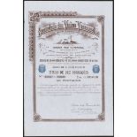 Portugal: Sociedade dos Vinhos Vasconcellos, 6% loan, certificate for 10 bonds of 100 escudos,...