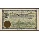 USA: Stockton and Mokelumne Canal Company, $100 shares, 190[17], #118, eagle top left, blue an...