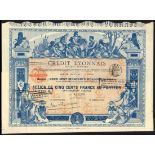 France: Credit Lyonnais S.A., 500 franc share, 25-9-1900, #471280, atractive piece with allegor...