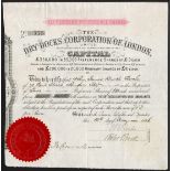 Great Britain: Dry Docks Corporation of London Ltd., £10 preference shares, 188[6], #775, signe...