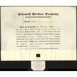 Great Britain: Sidmouth Harbour Company, certificate for 1 share, 18[36], #358, black printing,...