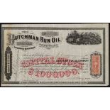 USA: Dutchman Run Oil Company (NY), $10 shares, 186[5], #11, vignette of derricks, storage tank...