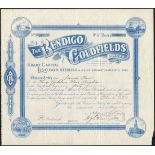 Australia: Bendigo Goldfields Limited, £1 shares, [1897], #216, attractive piece with vignettes...