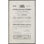 Australia: Western Australian Government, 4½% Debentures, specimen scrip certificate for £100,...