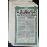 Hungary: Hungarian Consolidated Municipal Loan, 1925, a group of 7 bonds for $1000, vignette of...