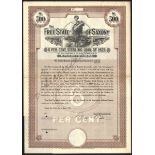 Germany: Free State of Saxony, 6% Sterling Loan, 1927, specimen bond for £500 allegorical femal...