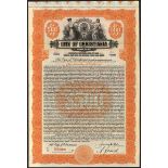 Norway: City of Christiania, 1920 25-Year 8% Municipal External Gold Loan, a specimen bond for...