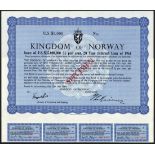 Norway: Kingdom of Norway 5½% 20 Year External Loan of 1964, a specimen bond for $1000, coat of...