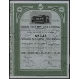 Poland: Tramway Electrique de Lodz, 700 zloty share, 1926, #12814, tramat top, ornate border, g...