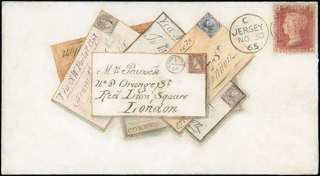 The Dr. Paul Ramsay Collection of Hand Painted Envelopes 1865 (30 Nov.) handpainted envelope "...