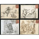 The Dr. Paul Ramsay Collection of Hand Painted Envelopes 1873-75 three envelopes and two front...