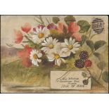 The Dr. Paul Ramsay Collection of Hand Painted Envelopes 1885 (10 Nov.) large handpainted enve...